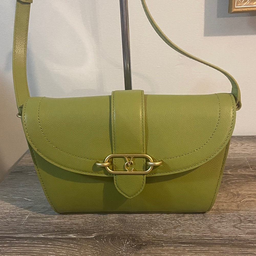 Vince Camuto NWOT Smith Crossbody Bag Lizard Green Leather Gold Hardware